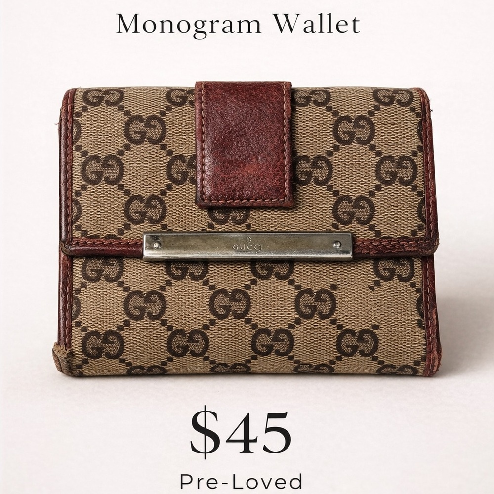 Gucci Brown and Tan Monogram Wallet